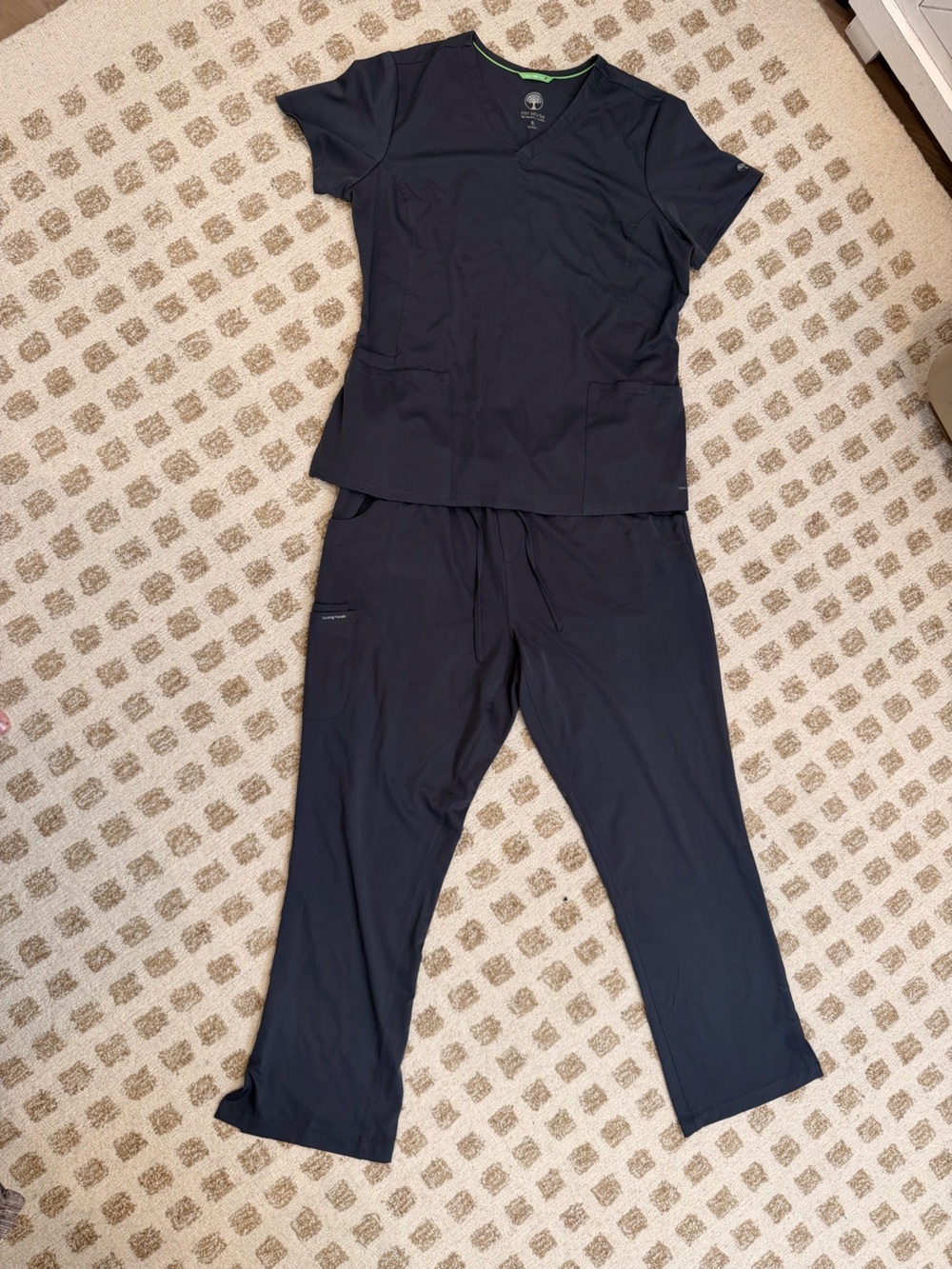 healing hands dark grey scrub set